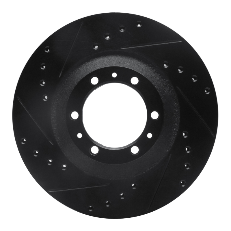 Acura SLX Brake Rotor (1) - Front Left - R1 Concepts - Drilled & Slotted - Black - `92-`02